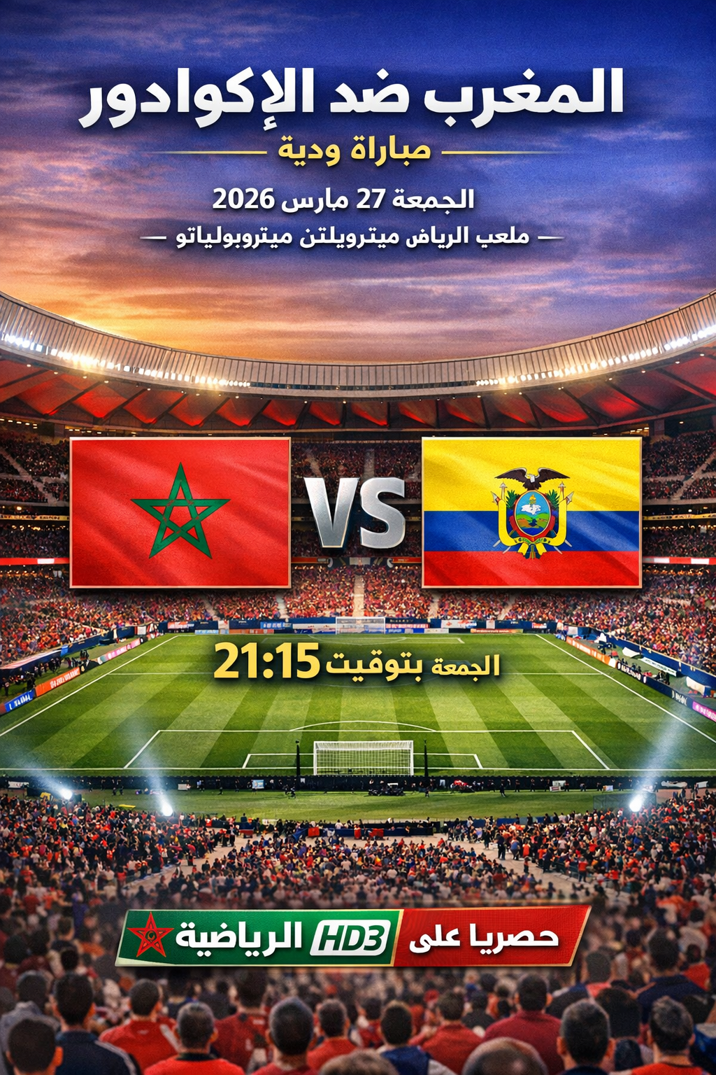 القنوات الناقلة لمباراة المغرب اليوم بث مباشر + التوقيت والقنوات المفتوحة