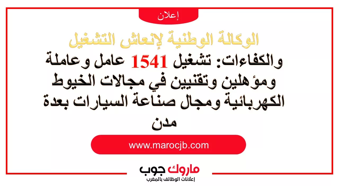 تشغيل 1541 عامل وعاملة  في مجالات الخيوط الكهربائية ومجال صناعة السيارات بعدة مدن