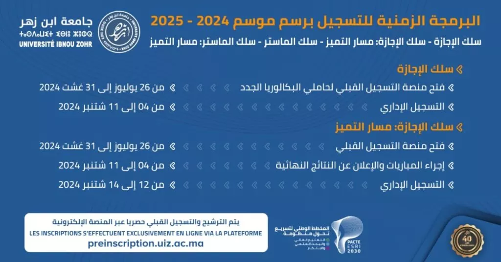 preinscription.uiz.ac.ma التسجيل بجامعة ابن زهر اكادير 2024/2025